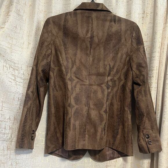 NWT Chico's Long Sleeve Button Up Blazer Brown Snake Print Women's Size 0 US S/4 - Picture 2 of 8